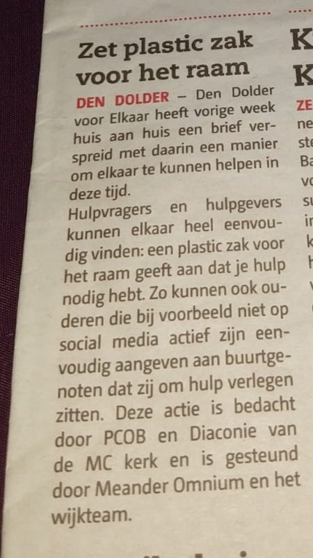 WM_DenDolder_eo's tweet photo. Erg trots op de vrijwilligers van @DenDolderNL, MC Kerk, @MeanderOmnium #PCOB #Diaconie en het wijkteam Den Dolder. Geweldig actie. Een goed bewijs van "samen sterk" zijn 💪👏👍We zullen het #coronavirus samen overwinnen. @gemeentezeist @PolitieDDolder https://t.co/Wd6dFHVQYZ