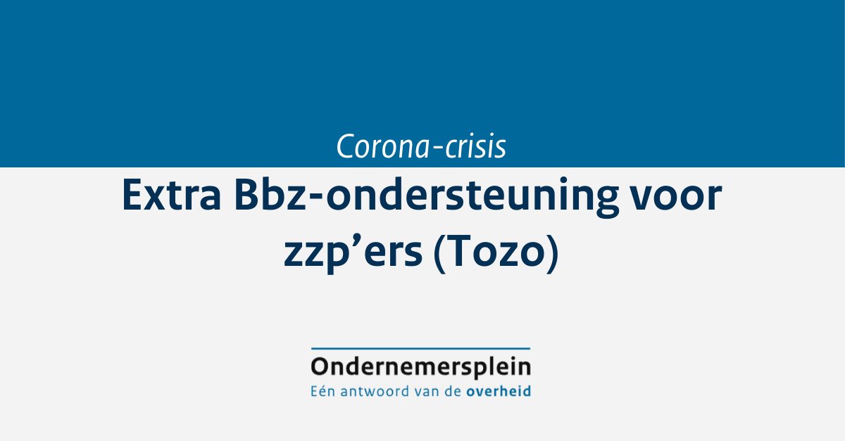 OP_Nederland's tweet photo. Ben je zzp'er en heb je financiële ondersteuning nodig? 

Deze regeling werkt terug tot 1 maart en geldt voorlopig tot 1 juni 2020 https://t.co/8dH6YVAGtM

#coronavirusnederland #tozo #zzp https://t.co/tanNQWHDpr