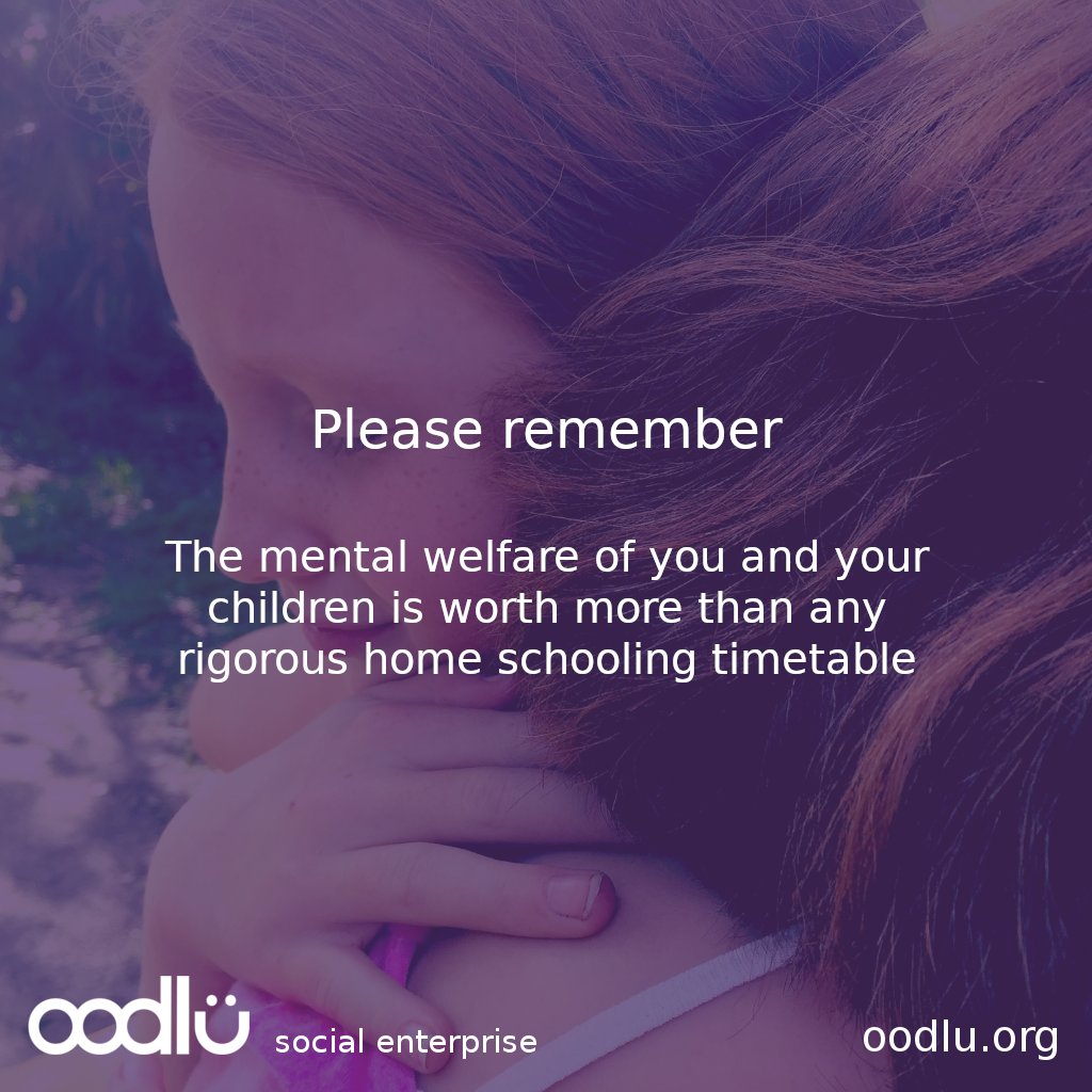 Please remember to look after the mental #Wellbeing of yourself and your children during the #LockDown Maybe better to bring more focus to #love, #fun and #connection than #learning at the moment. #HomeSchooling #homeschool #socialenterprise