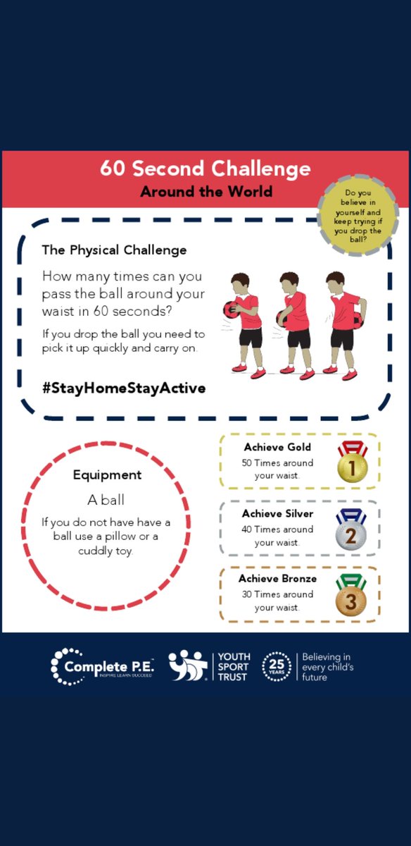 North Tyneside staff & pupils, 'Around The World' challenge is on today! How many times can you pass the ball around your waist in 60 secs? You can do this at school or at home. #personalchallenge #stayhomestayactive 💪🏆 #thankyou #schoolstaff #keyworkers Are you in?