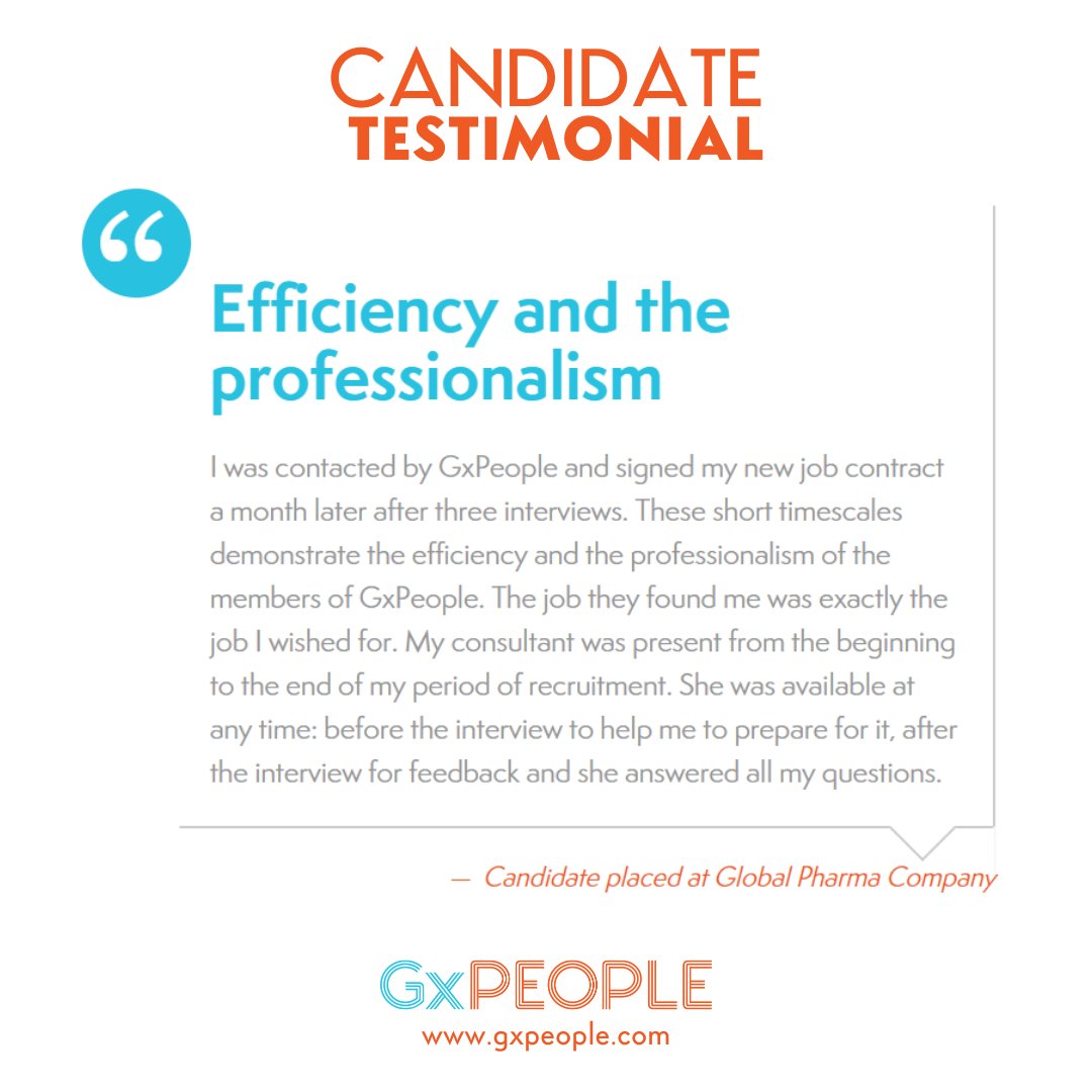 GxPeople's tweet photo. If you're looking to take the next step in your QA or QC career, we want to hear from YOU!
Take a look at our Candidate Testimonials and find out how we can help you on your career journey: https://t.co/l7MTITCwN4 https://t.co/C18GF9bMAZ