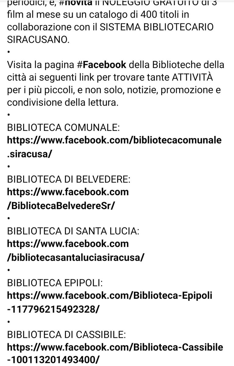 italiasindaco's tweet photo. #StopAlContagio
A #Siracusa le BIBLIOTECHE vanno in rete: METTI ALLA PORTA IL VIRUS E CONNETTITI ALLA #cultura.
•
Un lavoro di rete ECCEZIONALE che mette a disposizione degli utenti il PRESTITO DIGITALE di eBook, consultazione gratuita di quotidiani e periodici e... https://t.co/tFPVRNJn4o