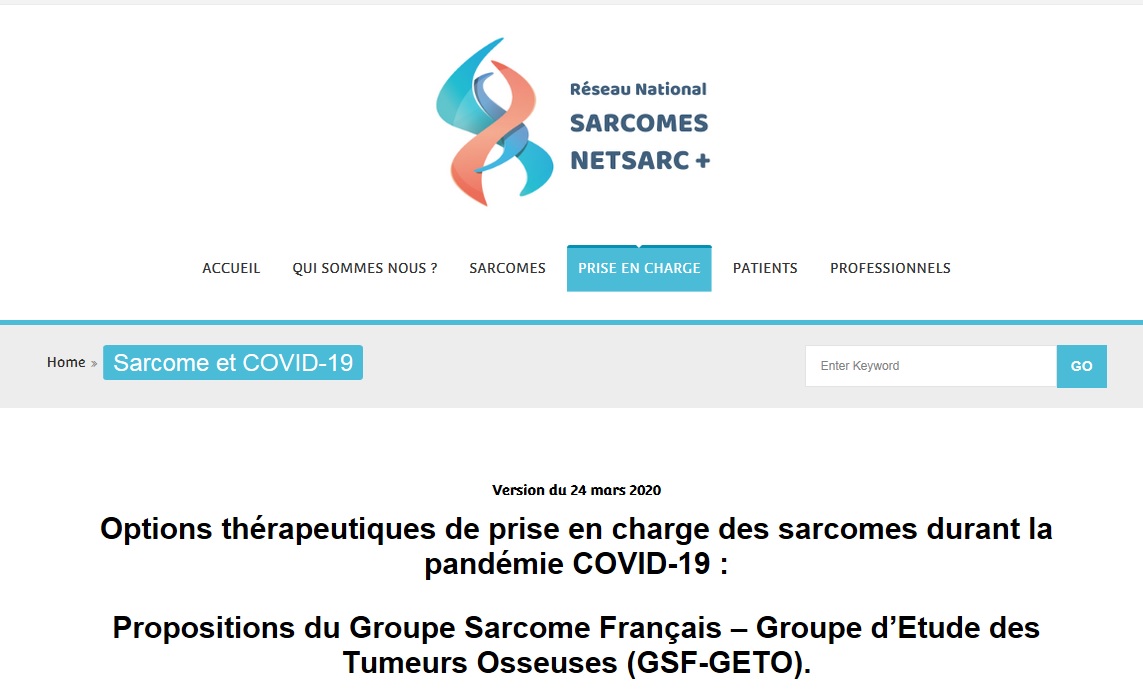 Les recommandations de prise en charge des patients atteints de sarcome pendant l'épidémie de Covid-19 (rédigées par GSF-GETO / NETSARC+)
👉expertisesarcome.org/sarcome-et-cov…