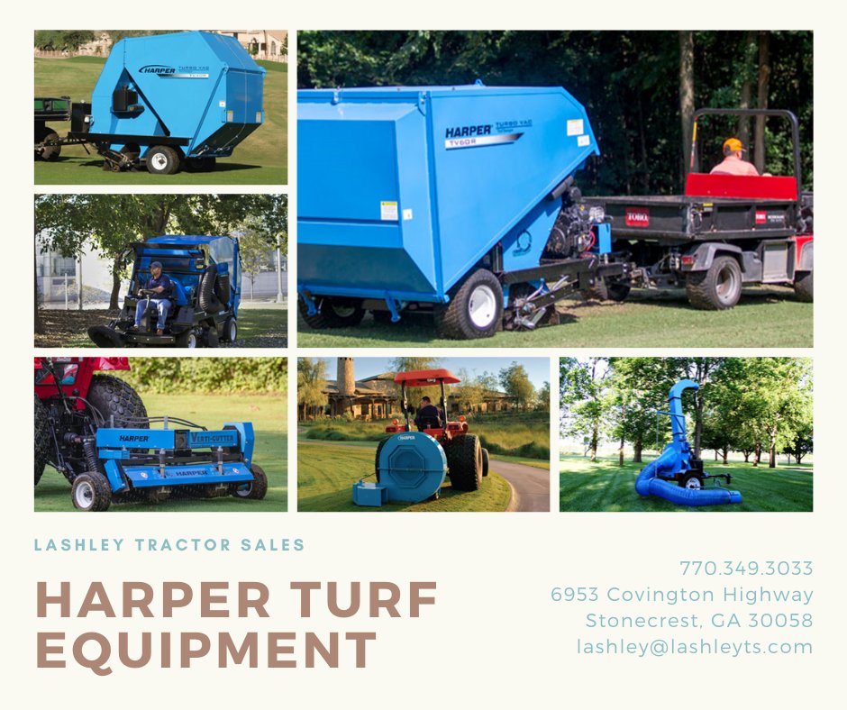 lashleytractor1's tweet photo. We are the only dealer that carries @HarperTurf in this area.  This equipment is great for maintaining turf applications like #SoccerFields #GolfCourses and so on!  Be sure to message us, call us 770.349.3033, or stop by for a demo. https://t.co/8NeNhuCiSs
