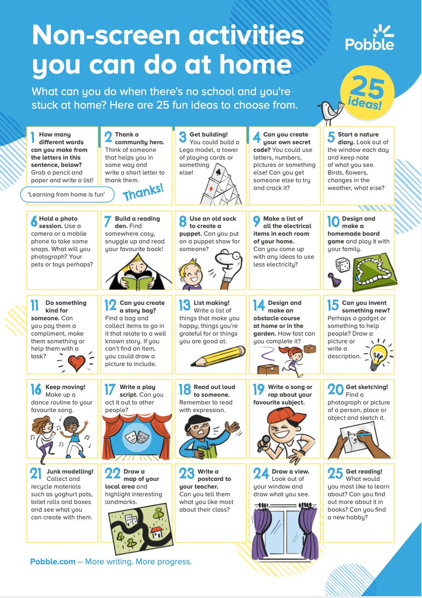 KEVIHWGA's tweet photo. Here are 25 fun things to do that don't require a screen or the internet 😀 https://t.co/aDt3tMMQ1R