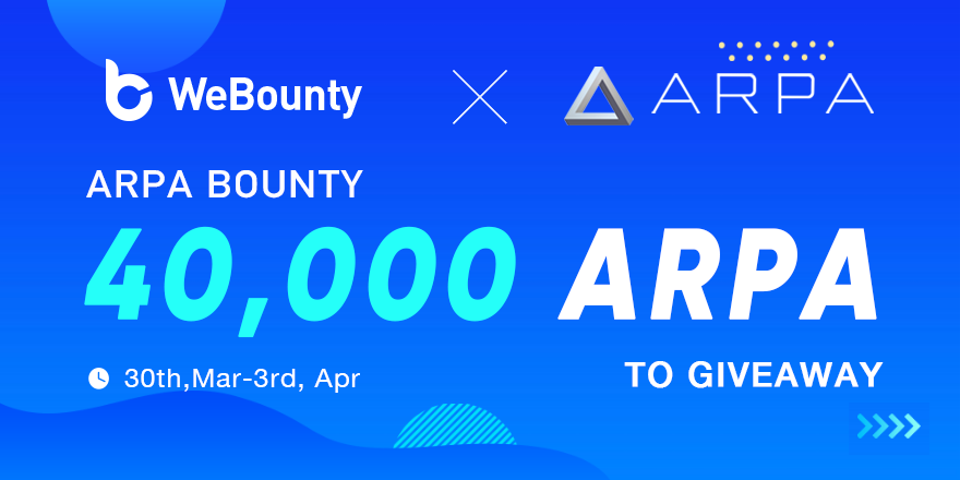 webounty_io's tweet photo. Attention! #NewBountyOnline ♥️♥️♥️

🌟@arpaofficial 40,000 #ARPA Twitter &amp; Telergam Bounty🌟

*Join this bounty at https://t.co/xu6pWlY583

⏰Time: 30th Mar — 3rd Apr(UTC)
☑️Telegram https://t.co/EIEYMfuujQ
☑️Twitter @arpaofficial

https://t.co/acr1zodZRz

#crypto  #token #usdt https://t.co/LMTiP1FMoF
