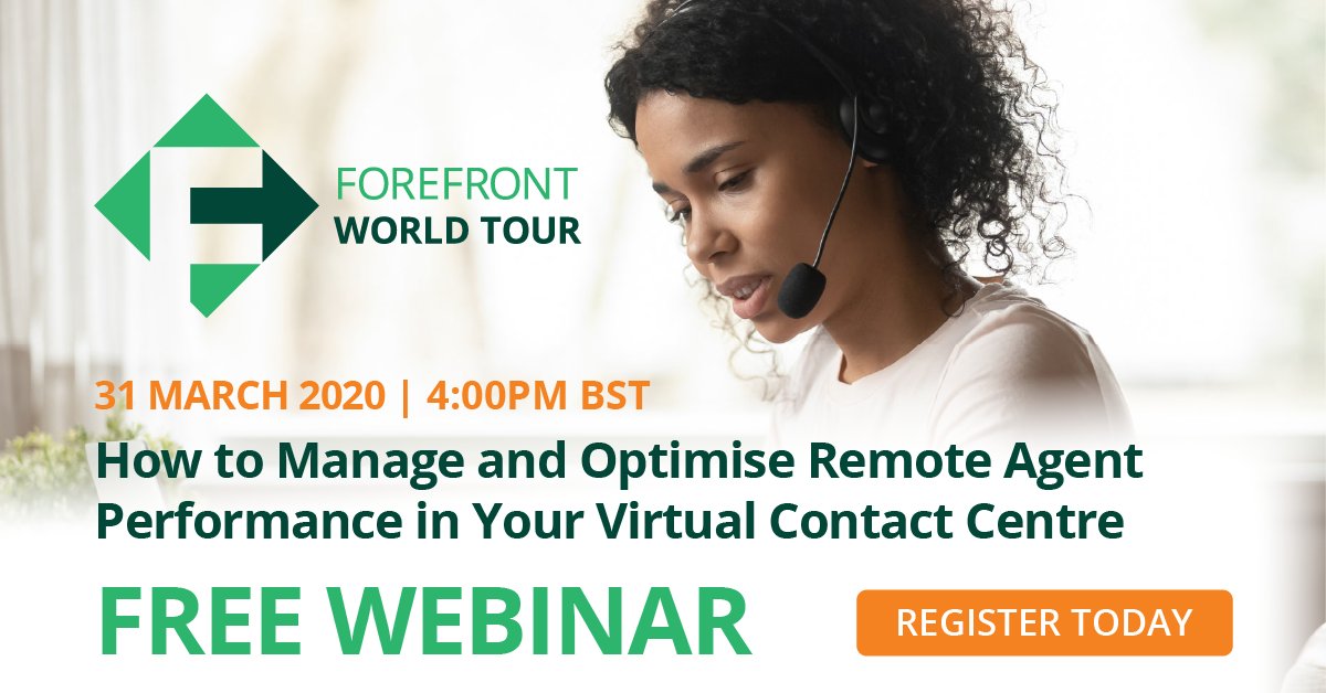 Forefront_Team's tweet photo. As centres shift to virtual models to keep employees safe, how can they effectively manage? Join us Tuesday as Kevin Jolliffe shares how automation enables at-home workforce productivity to rival that of the traditional model. Register Today: https://t.co/U2ukAg5WUp https://t.co/SoBMDpacTR