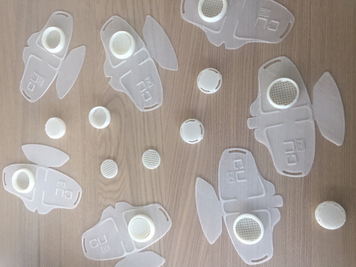 Additic3D's tweet photo. [#covid19] 1ère livraison de 40 masques #nanohack cette semaine, ⚠️ à utiliser en dernier recours. Fichiers d'impression disponibles sur demande.
#impression3d en #PLA sur Stratasys #solidarite #hackthepandemic https://t.co/eWUfSI9kkh
