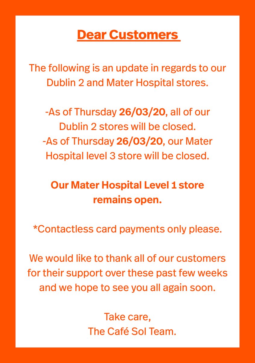 CafeSolIrl's tweet photo. IMPORTANT UPDATE** https://t.co/KOgjbjBHbp