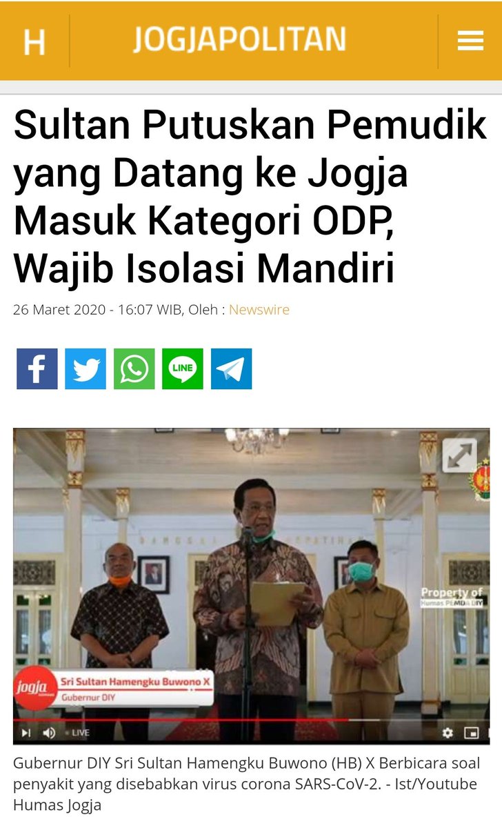 JogjaUpdate's tweet photo. Harian Jogja:

Pemudik yang datang ke Jogja masuk kategori ODP.
Wajib isolasi mandiri. https://t.co/KTw11d5MKT