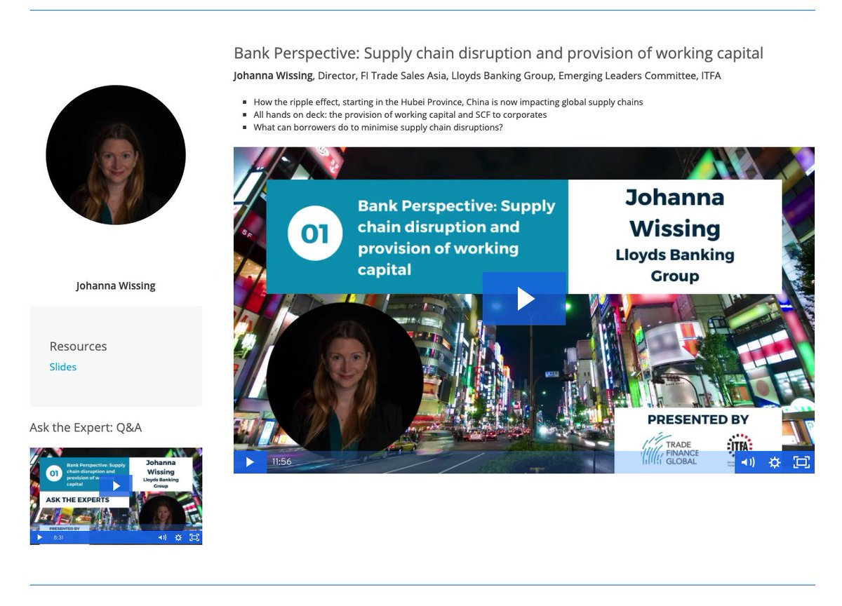 tradefinglobal's tweet photo. We've launched our #covid19 hub following on from our #tradecast yesterday. Hear from global experts in trade finance, fintech, credit insurance and a legal perspective on the impact of coronavirus on supply chains, insurance and global trade. https://t.co/JTV8qrjdaf https://t.co/P5znuKUyR4