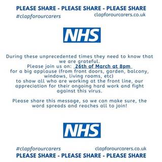 We're going to #clapforourcarers this evening at 8pm. We have dear colleagues working in GP practices, pharmacies &amp; hospitals who are in our thoughts daily, along with patients &amp; all health &amp; social care staff working to save lives while their own are at risk. Thank you! 👏👏👏