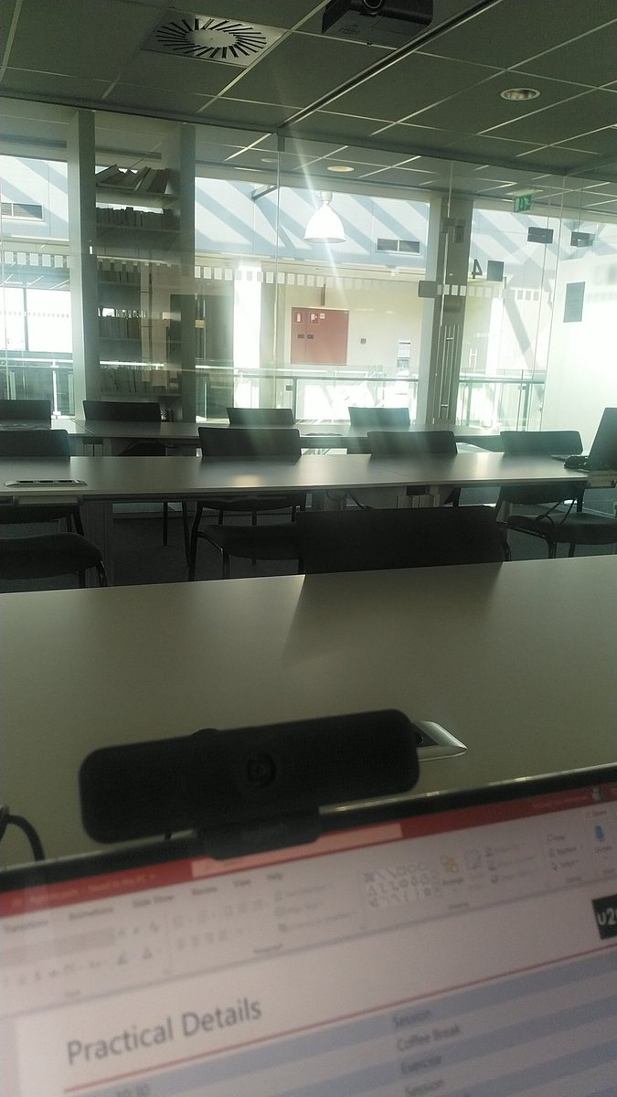 My classroom today. Empty, but 10 people are attending from their homes.