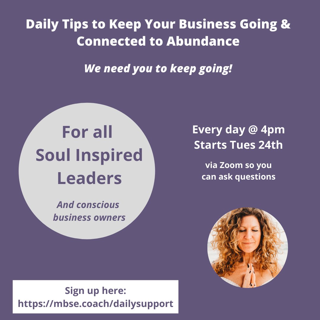 Come and join me today and tomorrow at 4pm for some community support. .Sign up here: mbse.coach/dailysupport
Join us at 4pm directly : zoom.us/j/196135846
When: Thurs 26th and Friday 27th at 4pm via zoom so you can ask questions