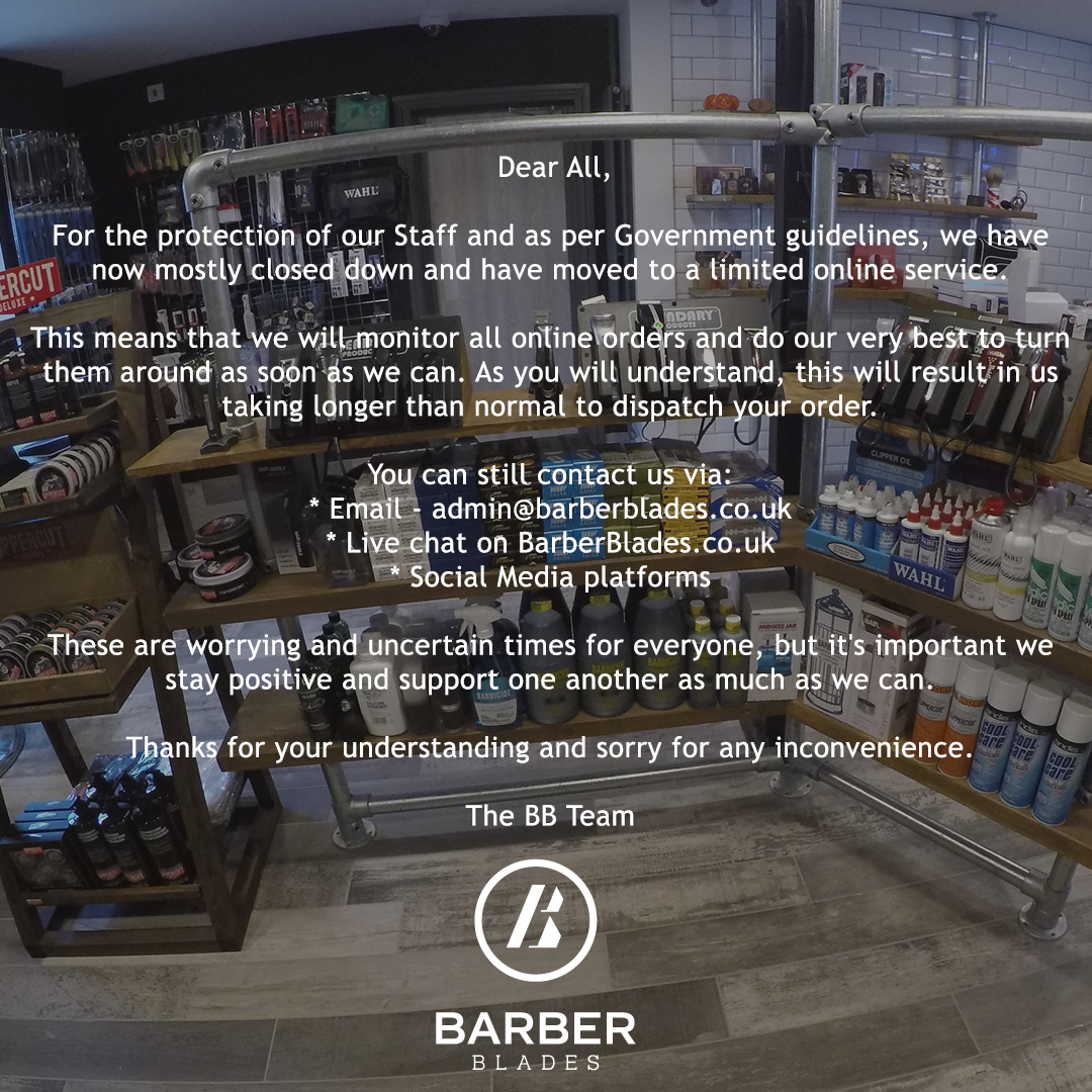 Stay safe everyone, and we hope to continue to service all of your barber shop needs when this is all over ✊ 💈 ⠀