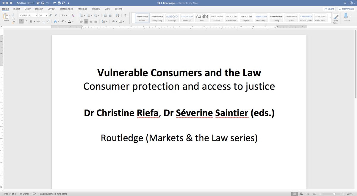 Manuscript for Vulnerable Consumers and the Law: Consumer Protection and Access to Justice (Routledge) is now with the publisher! Thanks to our wonderful authors incl. @TimDodsworth @ConsumerJulie @Euroconsumer @jmmc79 @CosmoGraham