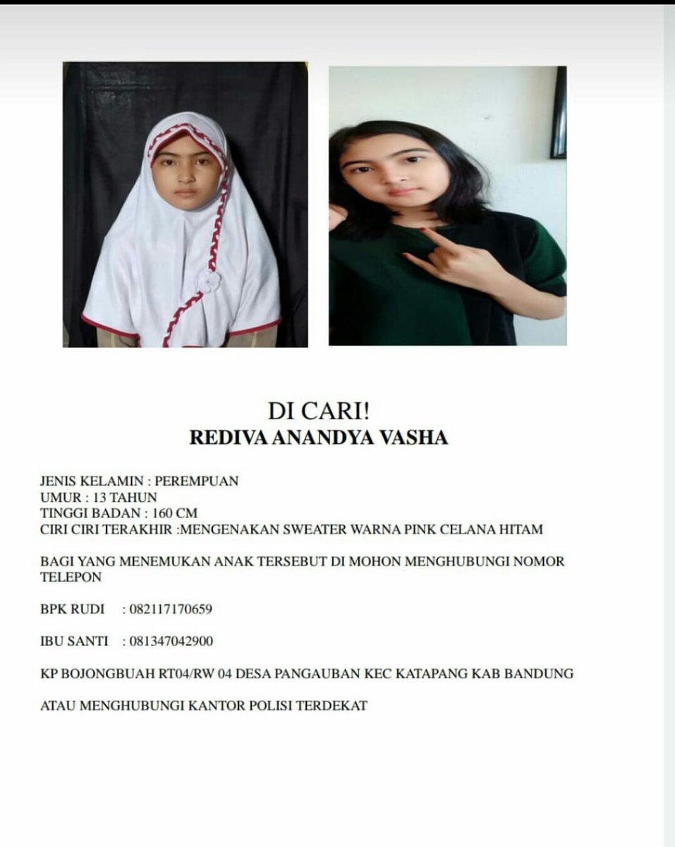 Mohon bantu retweet🙏
Anak ini dinyatakan hilang, orang tua dan keluarganya sangat mencemaskan.
Saya tahu akun ini akun kecil, tapi cuma ini yang bisa saya lakukan.
@Wariman_ 
<a href="/AmbarwatiRexy/">Rexy Ambarwati</a> 
<a href="/kurawa/">RUDI VALINKA</a> 
<a href="/edwardsuhadi/">Edward Suhadi</a> 
<a href="/bebiben/">Ben</a> 
<a href="/cho_ro/">ちょろ</a> 
#twitterdoyourmagic
