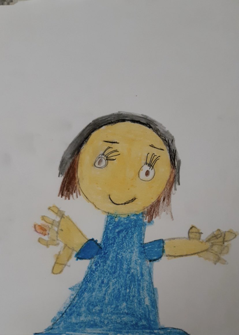 Mrs_York_art's tweet photo. First grade friends have posted some awesome drawings in response to my Seesaw lesson on portraits. So proud of their hard work! #seesaw #distancelearning #art @Hamiltonscsd @SCSchools https://t.co/kUkBDjHvk7
