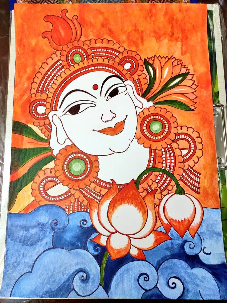 Hell yeah  Day 2/21of  #JogaInLockdown is officially a success!!!Finally finished this long forgotten half made "Kerala mural" piece. Although not on a wall but did use the basic 5 color and colour layering rule/technique. This I think I'll get framed :)*Wine works 