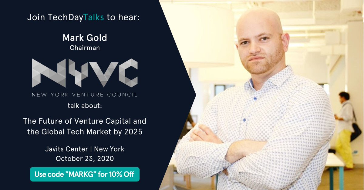 TechDayHQ's tweet image. We’re excited to have Mark Gold from @GoNYVC speaking at #TechDayTalks on Oct. 23! Join us to hear about the future of VC by 2025. Register here: ow.ly/U0a650xXww8 #nytech #startup
