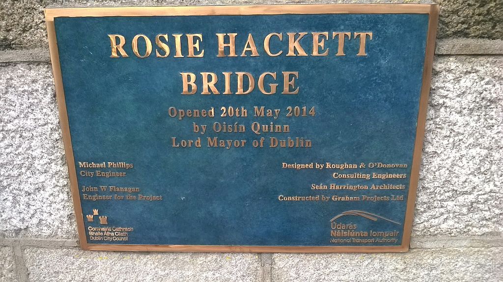 Rosanna 'Rosie' Hackett. 1893-1976. Born Dublin. Founding member Irish Women Workers' Union & supported strikers in 1913 Dublin Lockout. Involved in Irish Citizen Army & 1916 Rising. 1970, gold medal for 50 yrs service to trade union movement! 2013, Dublin bridge named after her!