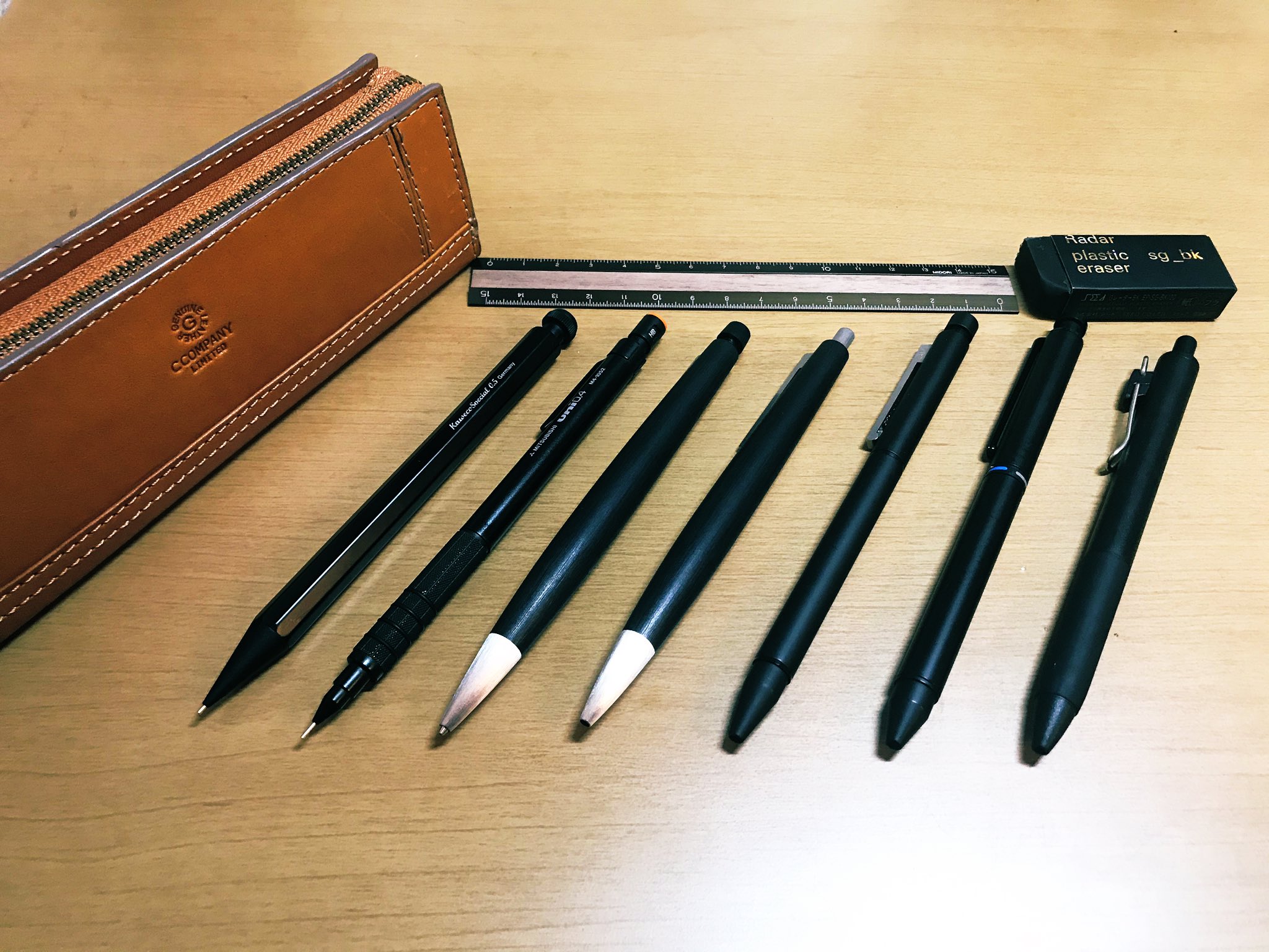 高級文具セット！大人感のある黒統一筆箱(バラ売り要相談) 文房具を楽しむ筆箱紹介】文房具好き大学生の黒統一された筆箱