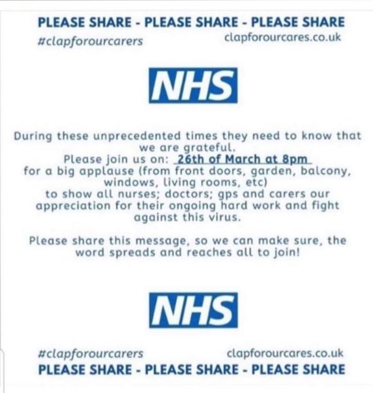 Rachael_Swindon's tweet photo. I hope everyone can get behind this at 8pm tonight. No matter what your politics are, this is about appreciating the heroes who are putting their own lives on the line for us and our loved ones. #ClapForOurCarers https://t.co/o3GneKuVZz