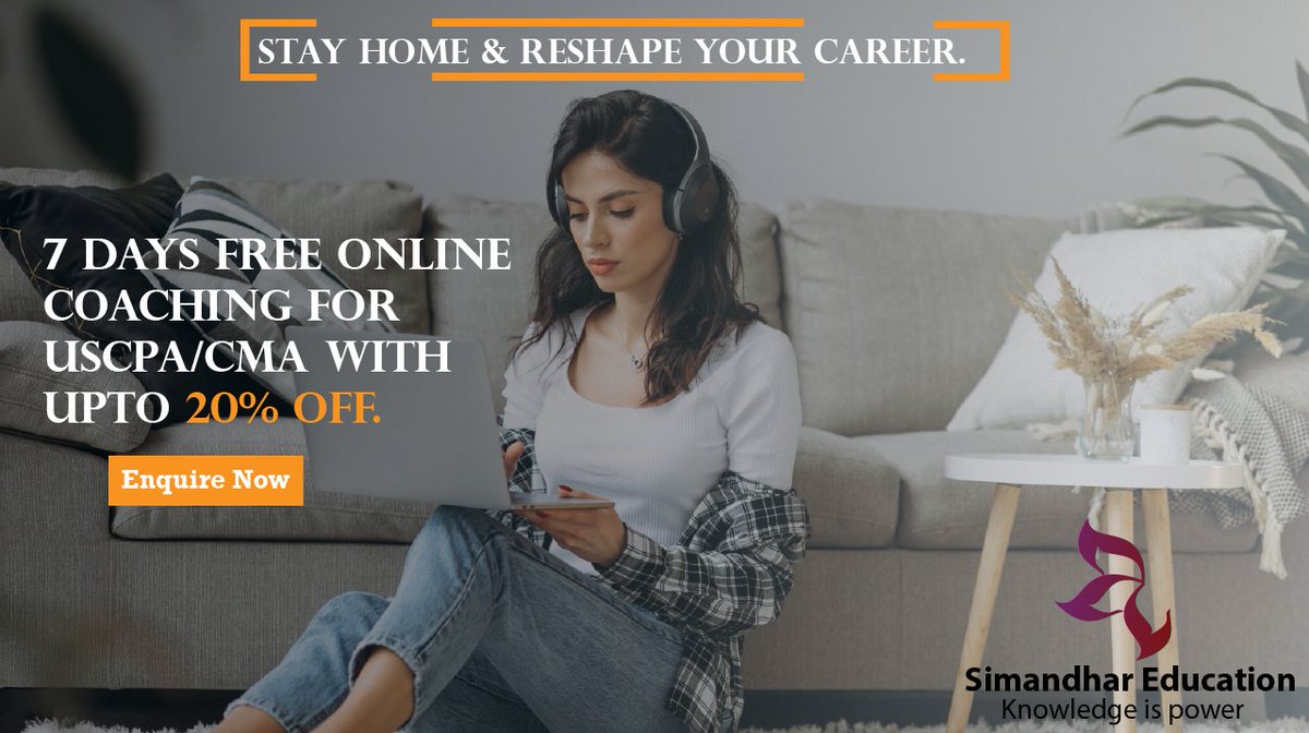 SimandharEdu's tweet photo. #StayHome & #ReshapeYourCareer.
7 Days #Free Online Coaching for #CPA/ #CMA with UPTO 20% Off.
Enquire now and be a Certified Accountant
https://t.co/xIVsnvFRQh
#USCPA #Cpacourse #cpadetails #cpacareer #cmausa #uscma #cmacourse #cmadetails #becker #online #liveinteractive https://t.co/GPtV0ypkPI