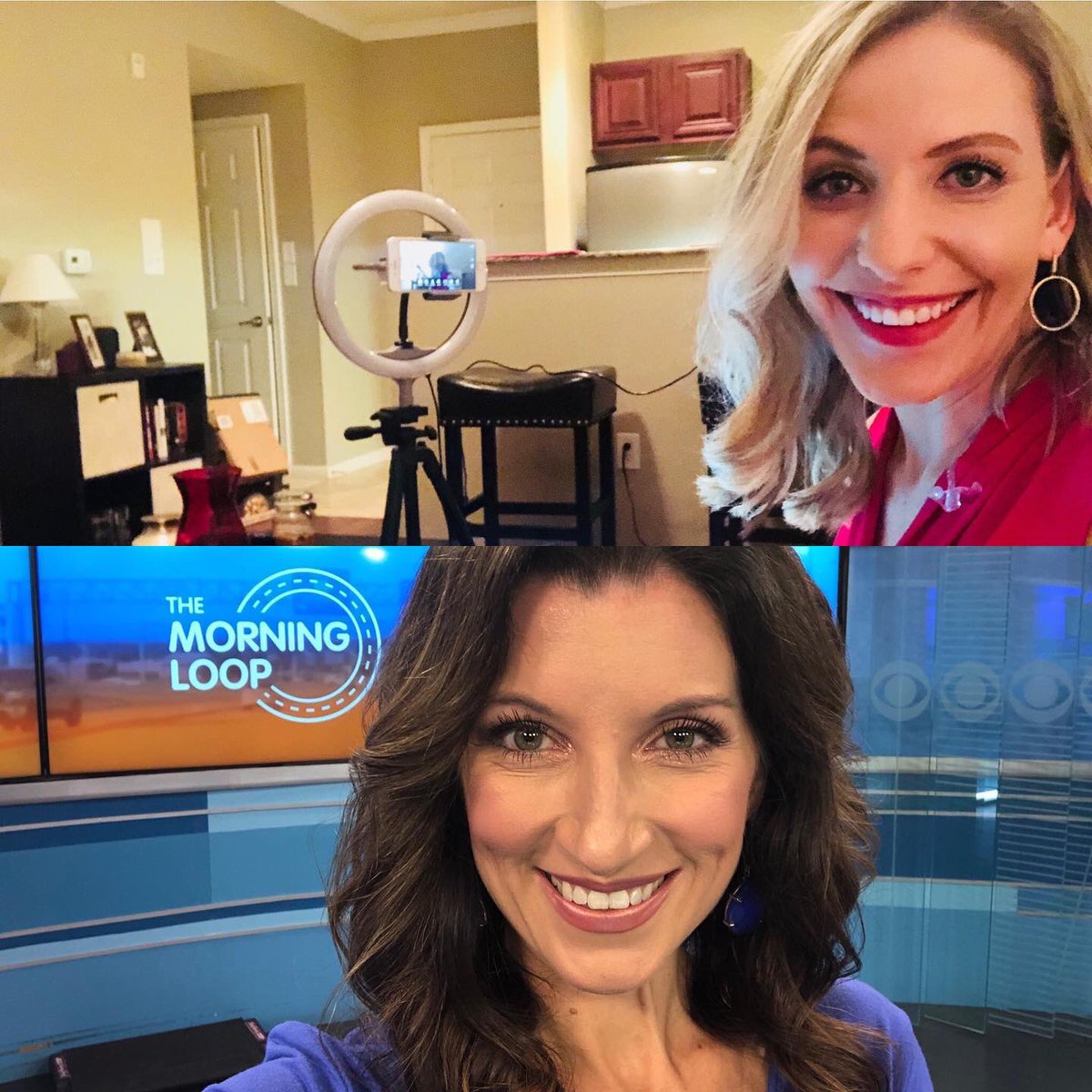 KeepingUpDanaH's tweet photo. Our new normal during social distancing on @kytxcbs19 The Morning Loop! @jen_moynihan is hosting from home and I’m here in the studio! Miss her! How are y’all? https://t.co/u1WmwyHFHe