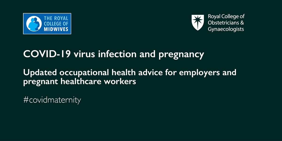 📢**New update for pregnant women and employers**📢

Pregnant women of any gestation - including under 28 weeks - should be offered the choice of whether to work in direct patient-facing roles during the #covid19 pandemic

Read our advice: rcog.org.uk/en/news/update…

#covidmatenrity