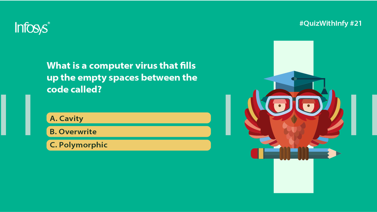 InfosysCareers's tweet photo. We linger in the world of #TechTrivia for a topic that many of you may be quite familiar with, or have read about - #hacking! Most of us have likely dealt with computer viruses at one time or the other, so here’s some trivia you might like to know: #QuizWithInfy https://t.co/eM1ckONSAI