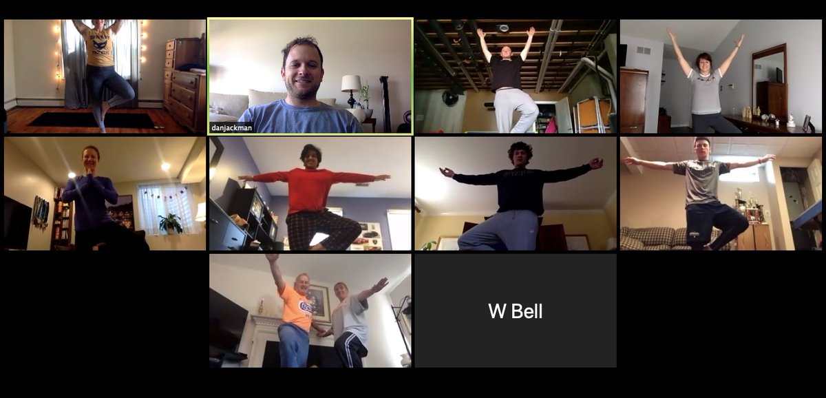 Starting your Thursday with a smile! Do you miss Lou? We sure do. Here he is taking over Mr. Jackman’s mat during this week’s Zoom yoga session...good boy, Lou!