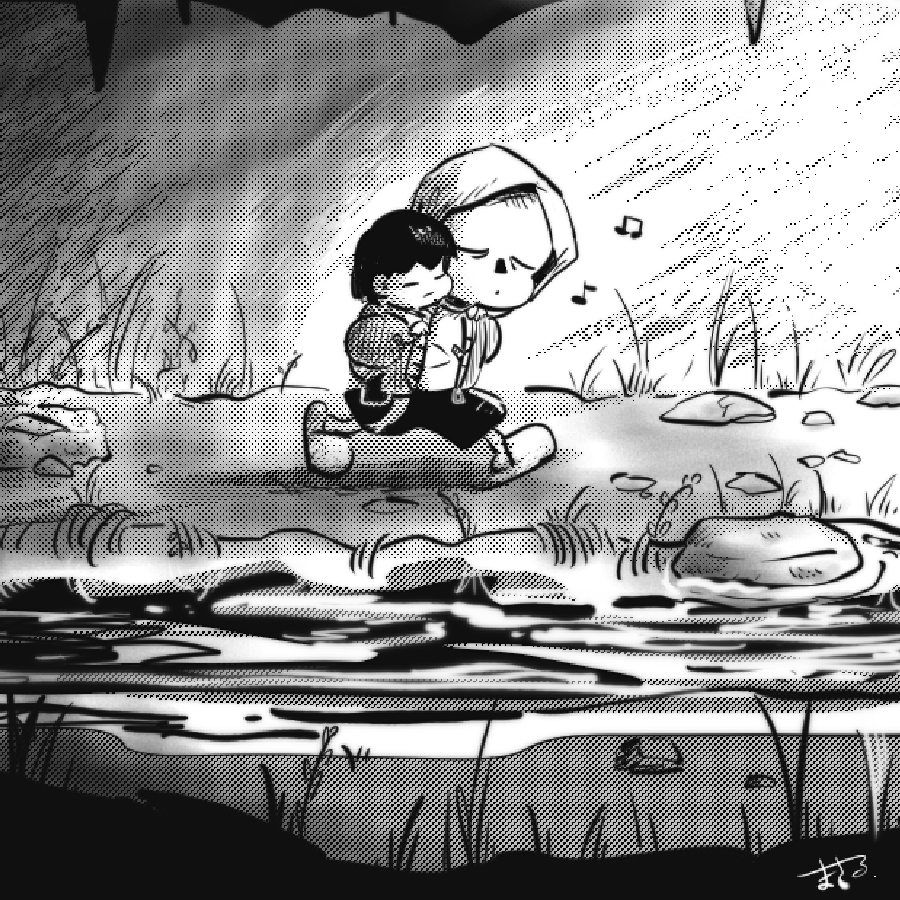 #上手い下手は別にして自分の絵柄のここが好き
指が丸くて手がまるっこいところ
草とかがばさばさ生えてるところ
線がゆるゆるなところ
せんが ゆるゆる な ところ