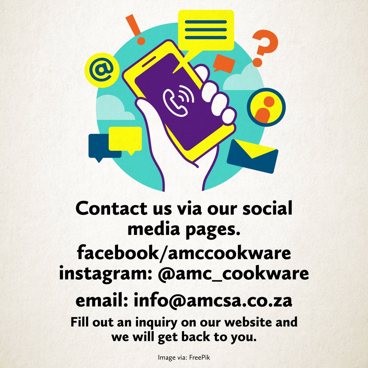 As we all prepare for the next 21 days, please be assured that AMC Cookware is still contactable should you require support. Here are our contact details during the lockdown period. #contactdetails #SAlockdown #21daysoflockdown #AMCForLife #AMCsupport #AMCookware