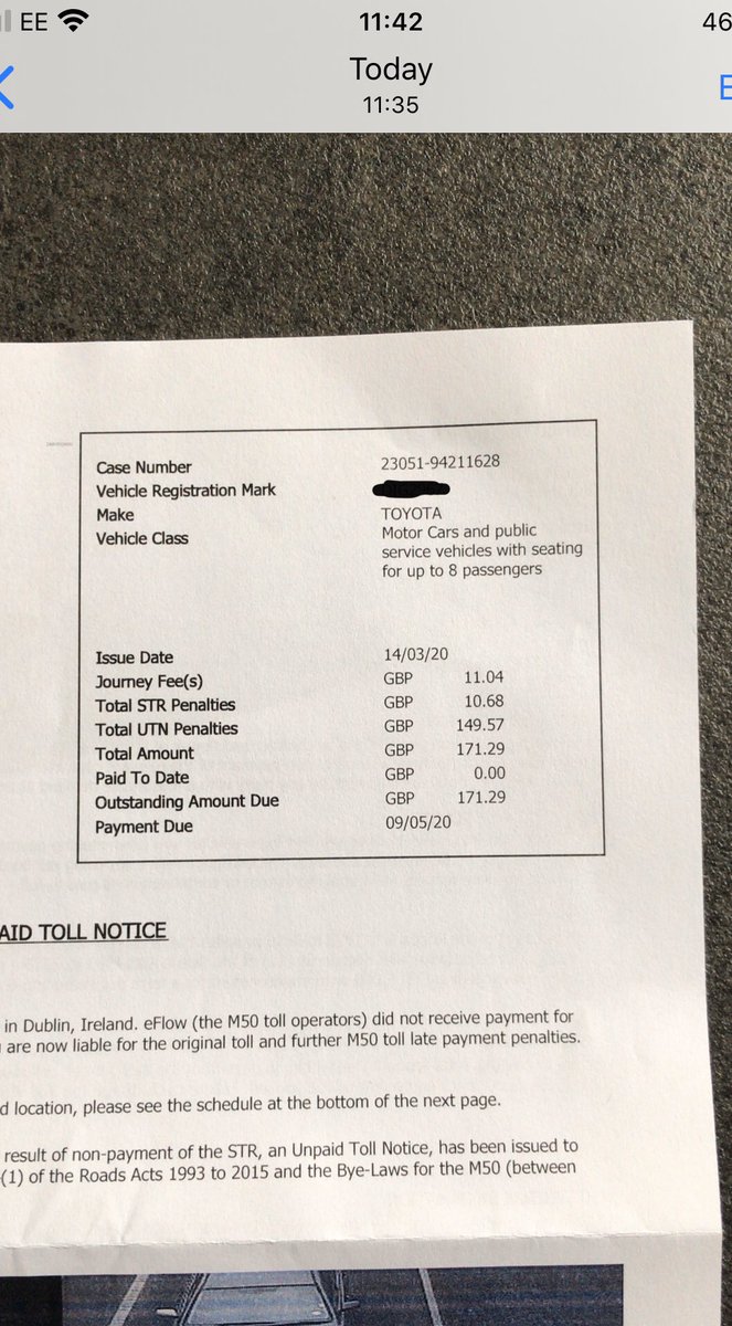DanielMcCoy089's tweet photo. @eflow_freeflow Missed 2 days of payment, I obviously forgot , this is the lette iv just received looking £171.29 from January, been the fool before and paid this extortion fine before ,this is Robbery, https://t.co/H9dx9UFhHi
