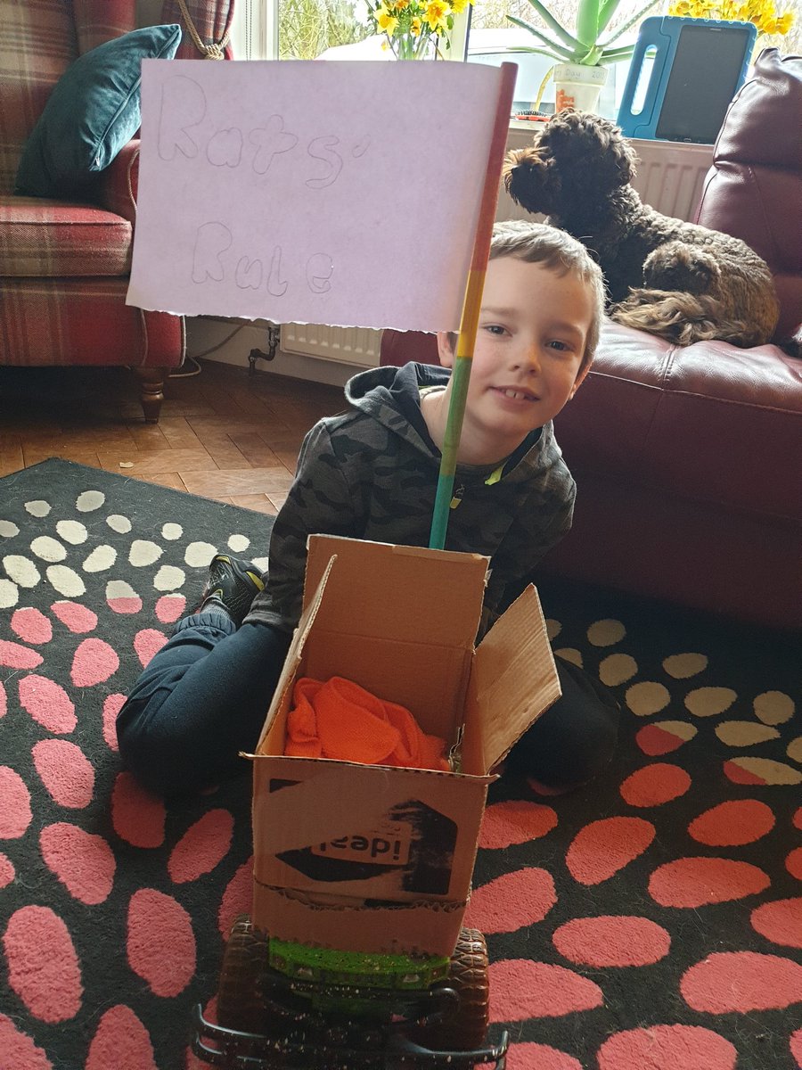 Another bit of creativity this morning. Rowan updated her P1 Whirry Bang for her rat Ripple &amp; Corrie created a ratmobile for Fluke too. I've no idea how we'd manage this lockdown without pets! 😁 <a href="/LennoxtownP/">Lennoxtown PS</a>