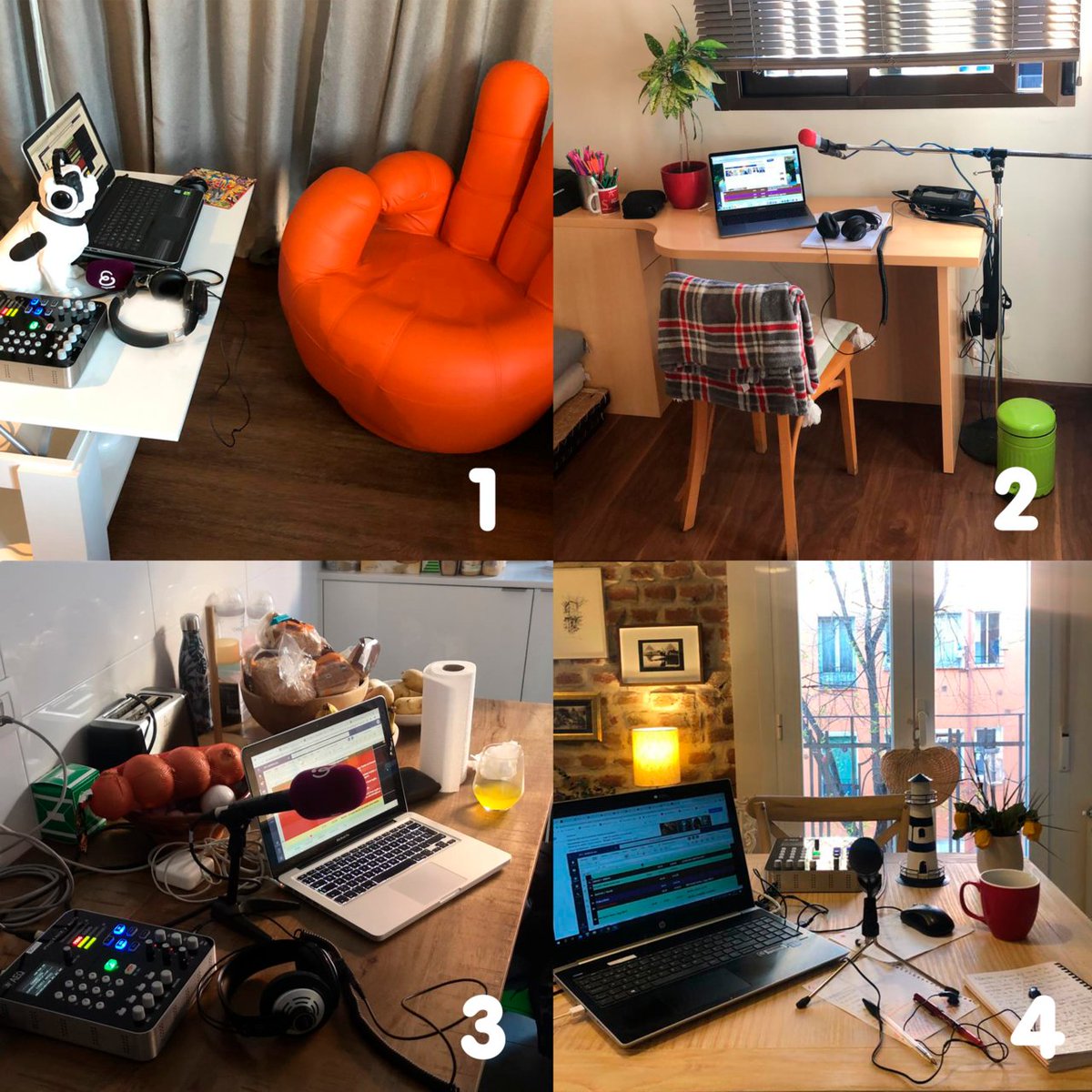 Nos hemos traído el estudio a casa y cada uno tiene su toque especial... ¿Sabrías decirnos a quién pertenece cada uno de estos estudios caseros? 🕵‍ Nombre y número, ya sabes, los participantes son <a href="/JaviNieves/">Javi Nieves</a> , <a href="/MarAmate/">Mar Amate</a> , <a href="/Jimeno/">Jimeno</a>  y <a href="/FernandoMartin/">Fernando Martín</a>  👇🏼 ¡A jugaaaar!