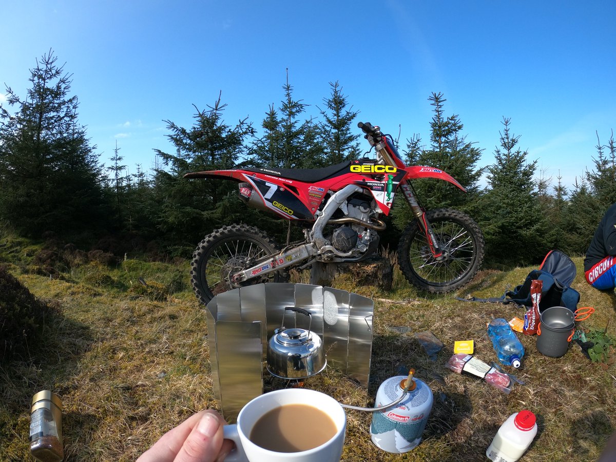 out for a spin in the #wicklow #mountains on the #crf but not without fresh #coffee and #bacon