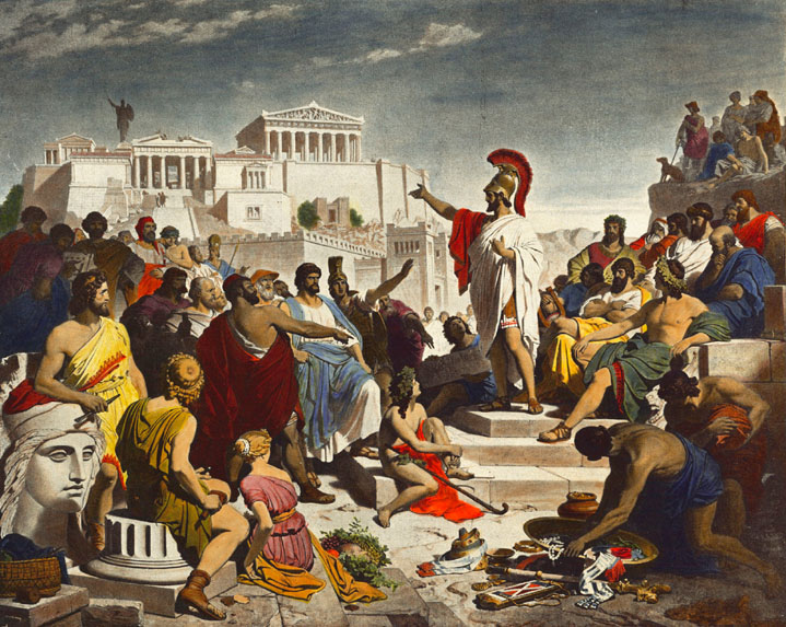 Pericles’ strategy worked OK for a year. The Spartan army pillaged the Athenian countrysideThe Athenian navy raided the Spartan coastal settlementsBut most people were safe. Pericles wrapped up the first year with his famous Funeral Oration, encouraging them to fight on/11