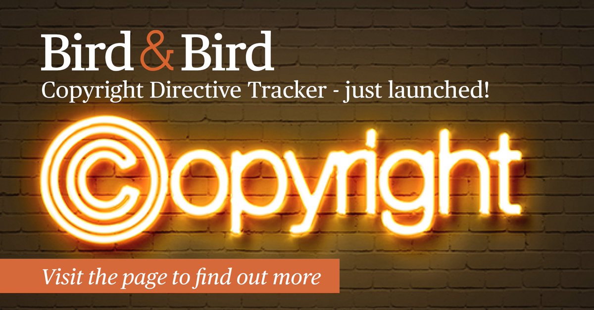 Just launched: EU Copyright Directive Tracker. Keep up-to-date with recent developments on the implementation of the Copyright Directive across all major jurisdictions. You'll also have access to news relevant items. #CopyrightDirective visit the site >>  2bird.ly/2QJs3Vw