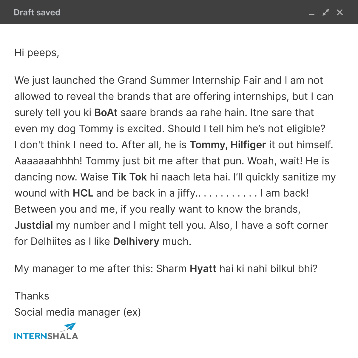 Internshala's tweet photo. I hope I can trust you not to leak this information. Don't Xiaomi your truecaller later.
-uploaded via OnePlus
Visit: https://t.co/HPjgy2Wmxf to find out more and participate
#summerofopportunities #internshala #internships #gsif #grandsummerinternshipfair https://t.co/BHewEaGzdZ
