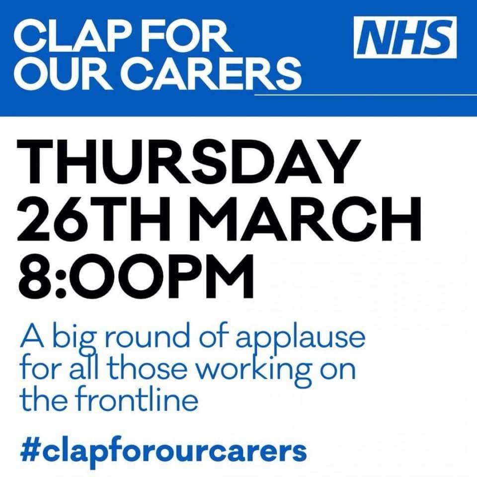Let's all show our support .......

#clapforcarers #Protectthenhs #Savelives #covid19
