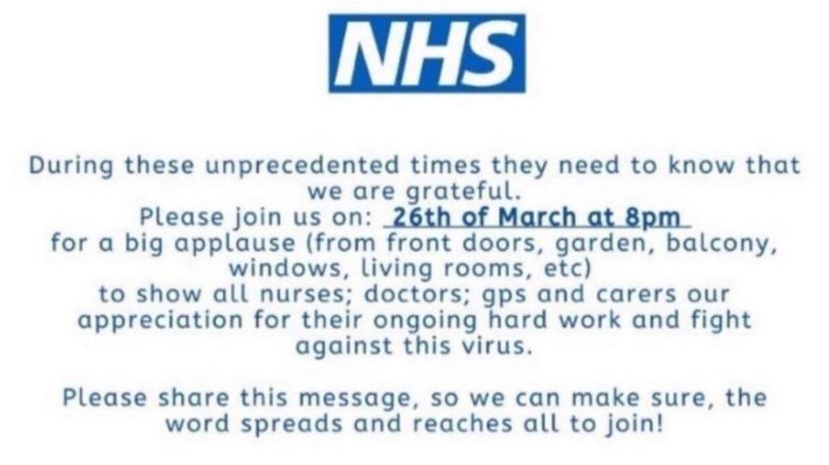 mariecurieuk's tweet photo. Please join in at 8pm tonight to show your appreciation for all the incredible frontline workers out there 👏👏👏👏 #ClapForCarers https://t.co/JrKCrfcOvb