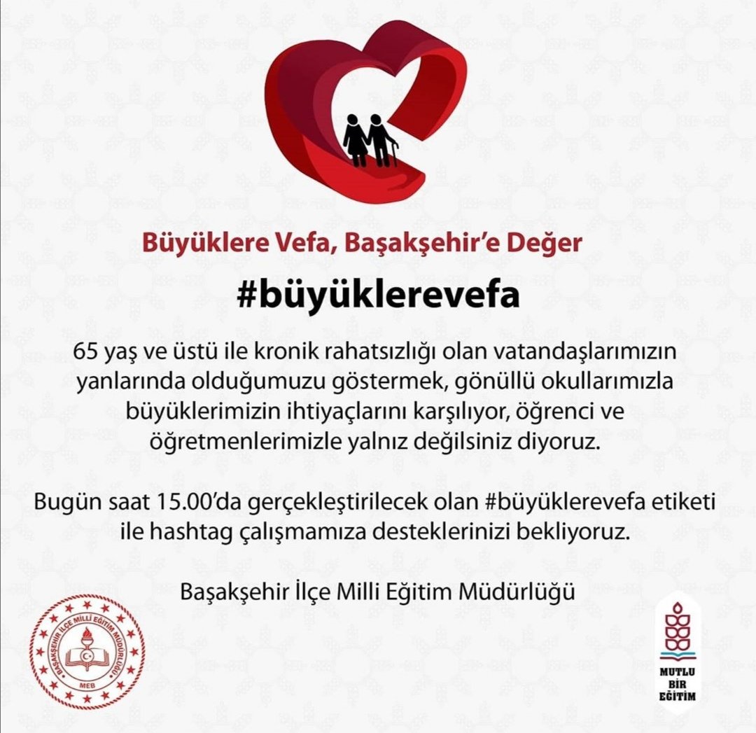 BÜYÜKLERE VEFA, BAŞAKŞEHİR ' E DEĞER ✅

65 yaş üstü ile Kronik rahatsızlığı olan vatandaşlarımızın yanındayız 🙏

<a href="/Basaksehir_Bld/">Başakşehir Belediyesi</a> <a href="/Basaksehir_Mem/">Başakşehir İlçe Millî Eğitim Müdürlüğü</a> <a href="/ugurturan68/">Uğur Turan</a> <a href="/memleventyazici/">Levent Yazıcı</a> <a href="/ziyaselcuk/">Ziya Selçuk</a> <a href="/ahmetcoskun6134/">AHMET COSKUN</a> <a href="/tcmeb/">Millî Eğitim Bakanlığı</a>
#büyüklerevefa <a href="/NECDETEROL/">necdet erol</a>
