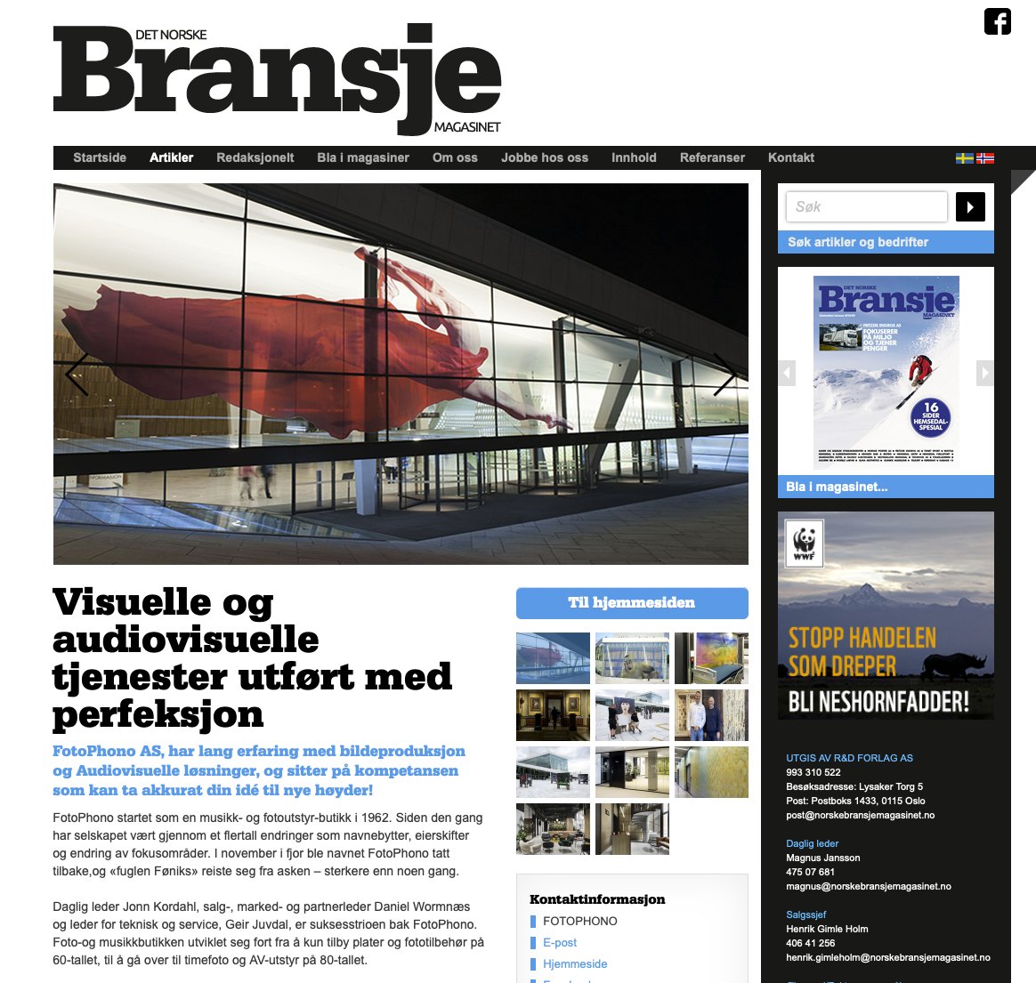 FotoPhono's tweet photo. Det Norske Bransjemagasinet har skrevet en artikkel om oss: «@FotoPhono har lang erfaring med bildeproduksjon og audiovisuelle løsninger, og sitter på kompetansen som kan ta akkurat din idé til nye høyder!» 🤩https://t.co/DsGpPbyS8W #detnorskebransjemagasinet #artikkel #FotoPhono https://t.co/6YiryI50CI