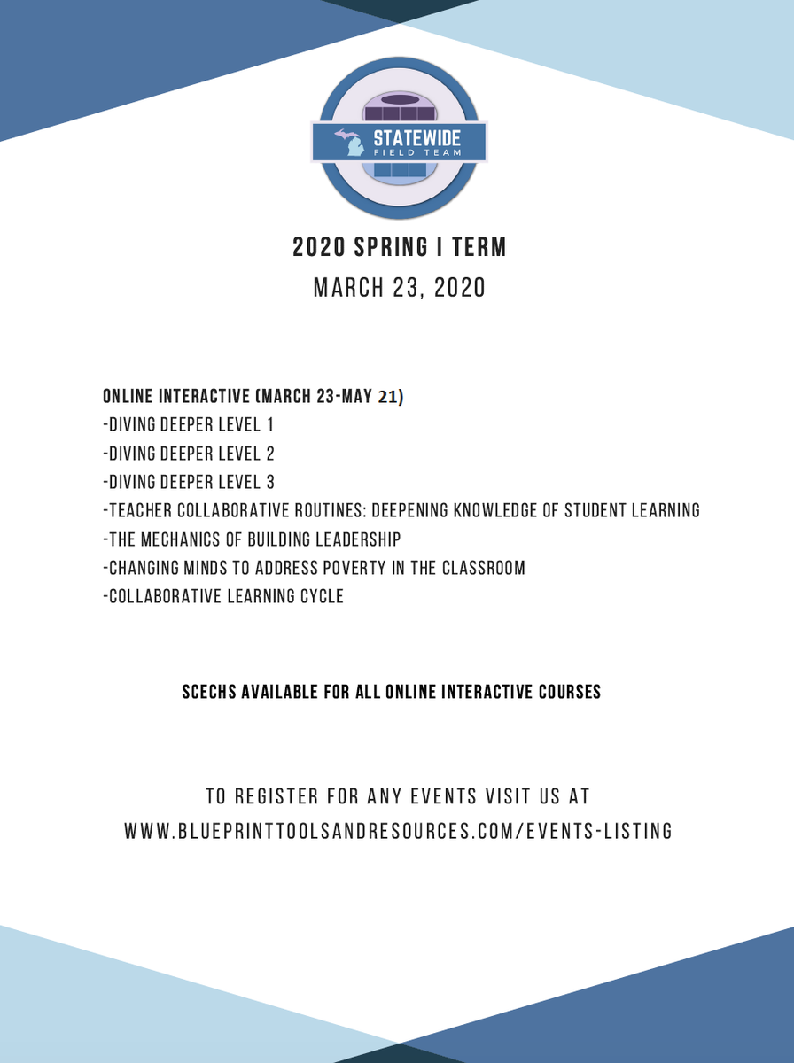 Blueprint_SWFT's tweet photo. Feeling cooped up? Need SCECHs? Want to use this time to learn something new? 
We have 7 self-paced online courses currently open and running thru May 21.  Registration is open at least until Monday, March 30.
Registration: https://t.co/3Zcf1rsPdv
#SWFTEvents https://t.co/4L4g34YCJ8