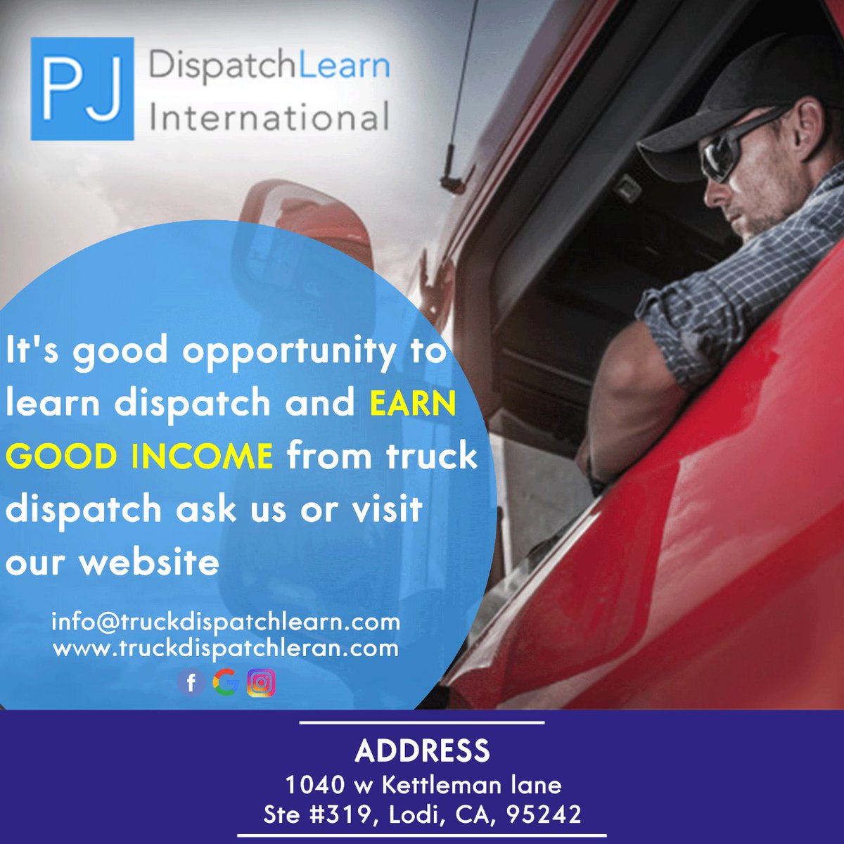 learndispatch's tweet image. Truck Dispatch Learn
Call us : 209 4987 132
Address : 1040 W kettleman lane
Ste #319, Lodi,CA,95242.
Website : info@truckdispatchlearn.com, truckdispatchlearn.com
#Truck #dispatch #learn #In_USA #bestTruckdispatch
