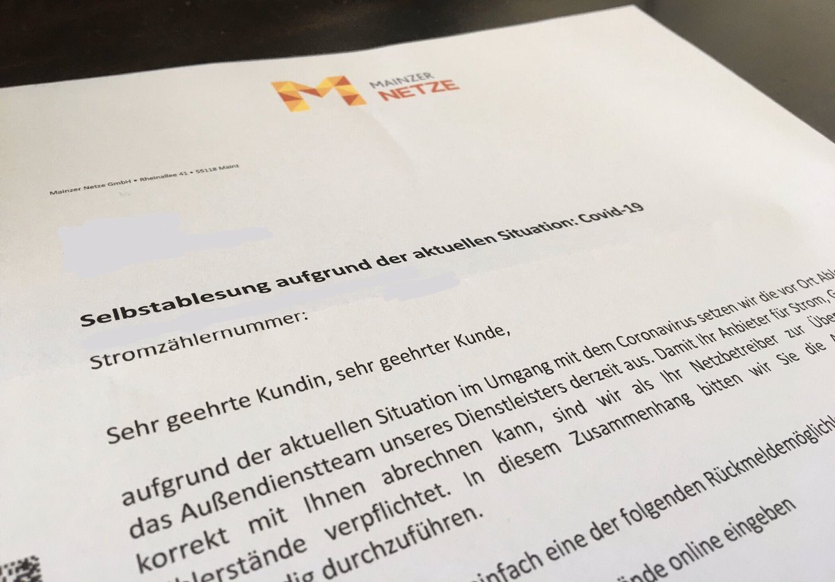SralHe's tweet photo. Selbstablesung aufgrund von Corona

Wie schön es jetzt wäre einen flächendeckenden Smart-Meter-Rollout zu haben.

#smartmeter #Energiewende https://t.co/l6uFbJttBx