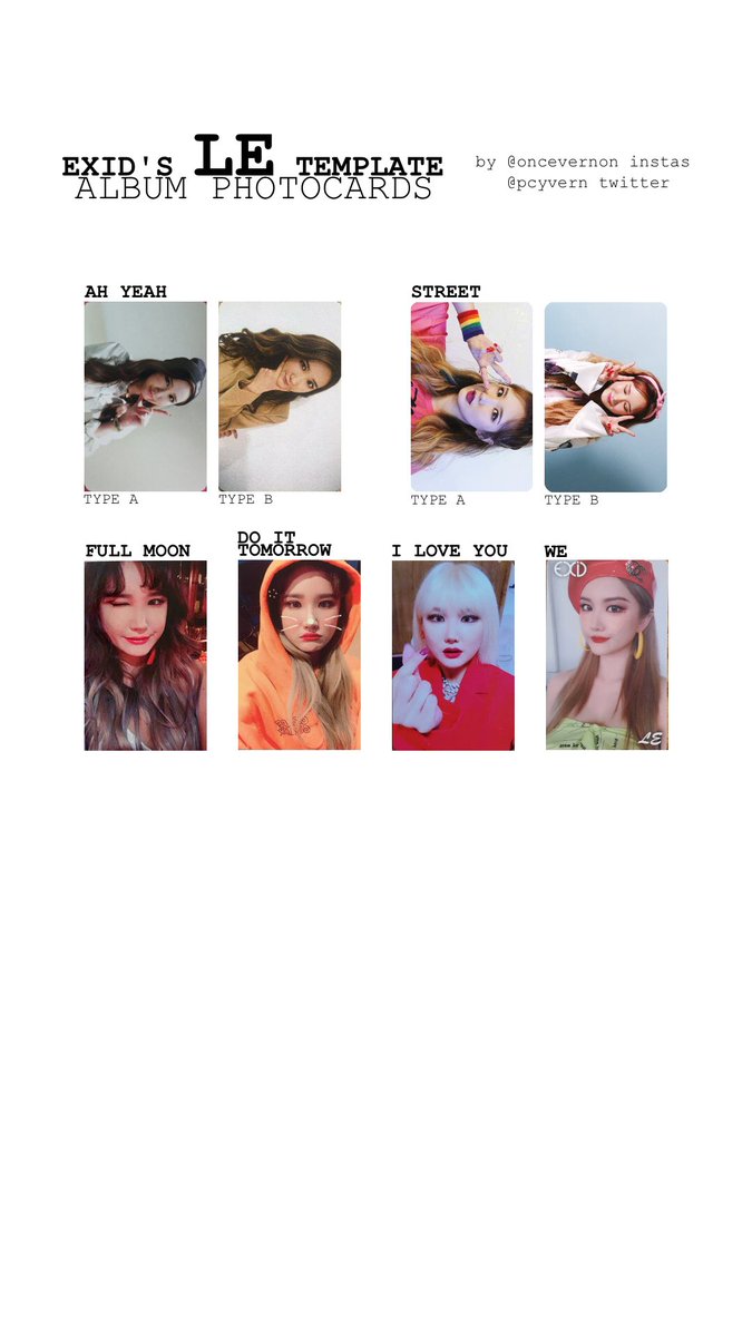 exid album photocard templates! head to  http://bit.ly/oncevernon  for all members (aka solji is on there too lmao)