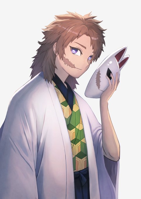 中村蝸牛さんがTwitterに投稿した錆兎(鬼滅の刃)のイラスト。